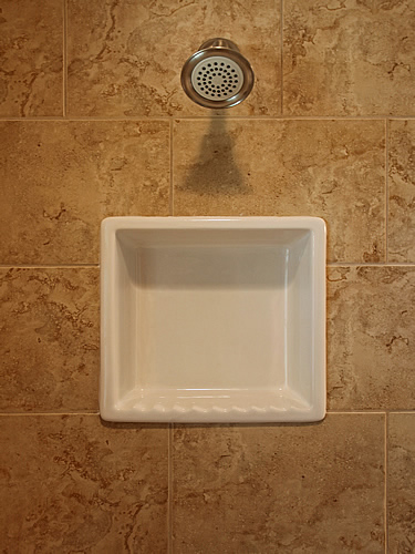 tile shower shampoo dish